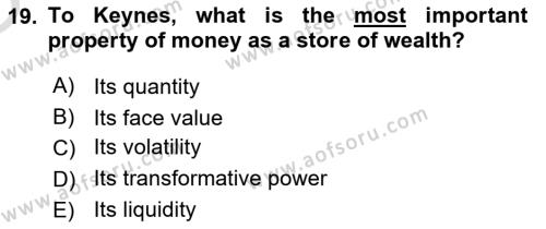 History Of Economic Thought Dersi 2023 - 2024 Yılı Yaz Okulu Sınavı 19. Soru