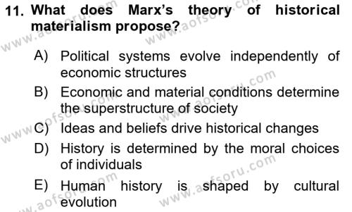 History Of Economic Thought Dersi 2024 - 2025 Yılı (Vize) Ara Sınavı 11. Soru