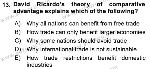History Of Economic Thought Dersi 2024 - 2025 Yılı (Vize) Ara Sınavı 13. Soru