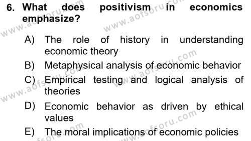 History Of Economic Thought Dersi 2024 - 2025 Yılı (Vize) Ara Sınavı 6. Soru