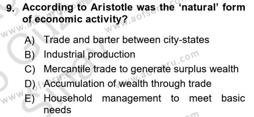 History Of Economic Thought Dersi 2024 - 2025 Yılı (Vize) Ara Sınavı 9. Soru