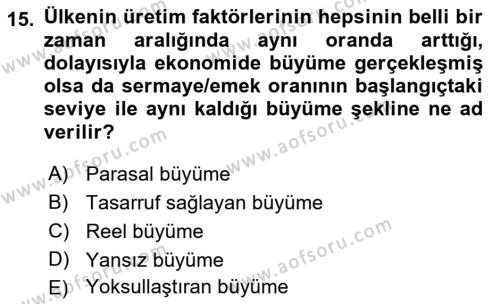 Uluslararası İktisat Dersi 2021 - 2022 Yılı (Vize) Ara Sınavı 15. Soru