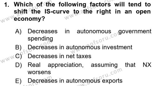 Macroeconomic Theory Dersi 2022 - 2023 Yılı Yaz Okulu Sınavı 1. Soru