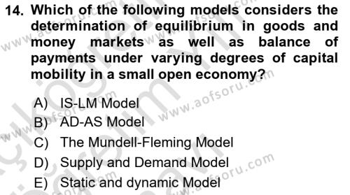 Macroeconomic Theory Dersi 2022 - 2023 Yılı Yaz Okulu Sınavı 14. Soru