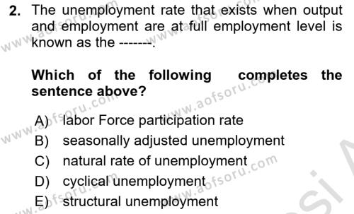 Macroeconomic Theory Dersi 2022 - 2023 Yılı Yaz Okulu Sınavı 2. Soru