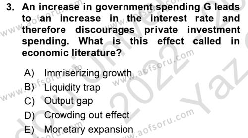 Macroeconomic Theory Dersi 2022 - 2023 Yılı Yaz Okulu Sınavı 3. Soru