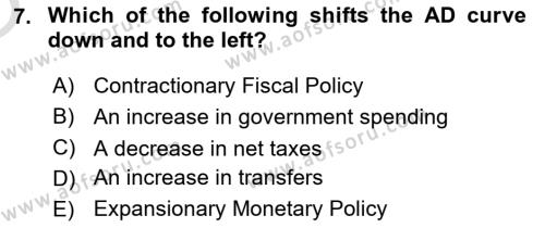 Macroeconomic Theory Dersi 2022 - 2023 Yılı Yaz Okulu Sınavı 7. Soru