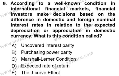 Macroeconomic Theory Dersi 2022 - 2023 Yılı Yaz Okulu Sınavı 9. Soru