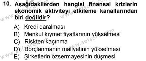 Para ve Banka Dersi 2012 - 2013 Yılı (Vize) Ara Sınavı 10. Soru