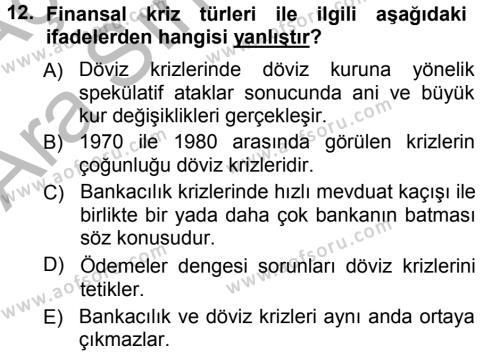 Para ve Banka Dersi 2012 - 2013 Yılı (Vize) Ara Sınavı 12. Soru
