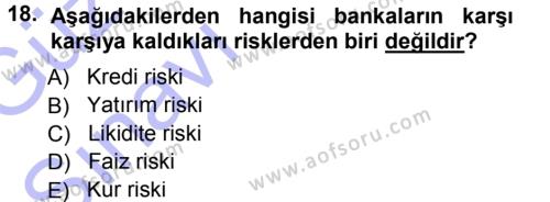 Para ve Banka Dersi 2014 - 2015 Yılı (Vize) Ara Sınavı 18. Soru