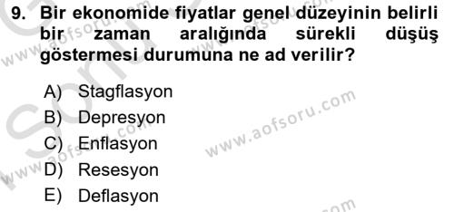 Para ve Banka Dersi 2019 - 2020 Yılı (Final) Dönem Sonu Sınavı 9. Soru