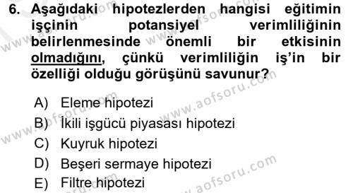 Bilgi Ekonomisi Dersi 2017 - 2018 Yılı (Final) Dönem Sonu Sınavı 6. Soru