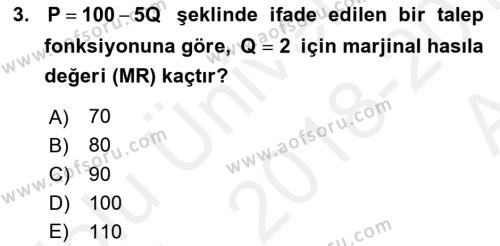 Matematiksel İktisat Dersi 2018 - 2019 Yılı (Vize) Ara Sınavı 3. Soru