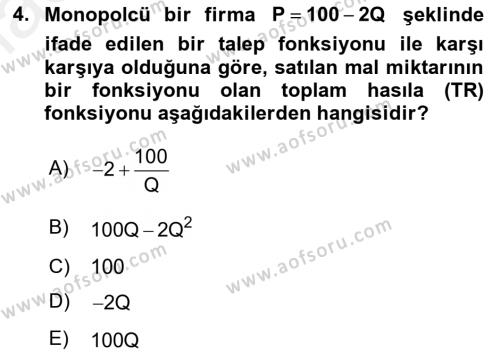 Matematiksel İktisat Dersi 2018 - 2019 Yılı (Vize) Ara Sınavı 4. Soru