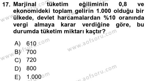 Matematiksel İktisat Dersi 2021 - 2022 Yılı (Vize) Ara Sınavı 17. Soru