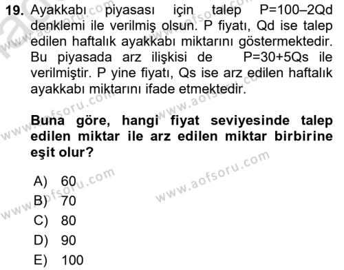 Matematiksel İktisat Dersi 2021 - 2022 Yılı (Vize) Ara Sınavı 19. Soru