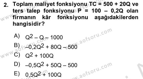 Matematiksel İktisat Dersi 2021 - 2022 Yılı (Final) Dönem Sonu Sınavı 2. Soru