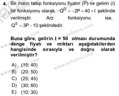 Matematiksel İktisat Dersi 2021 - 2022 Yılı (Final) Dönem Sonu Sınavı 4. Soru