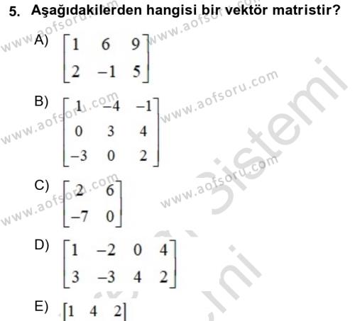 Matematiksel İktisat Dersi 2021 - 2022 Yılı (Final) Dönem Sonu Sınavı 5. Soru