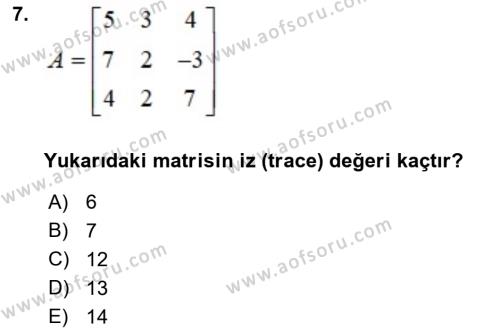 Matematiksel İktisat Dersi 2021 - 2022 Yılı (Final) Dönem Sonu Sınavı 7. Soru