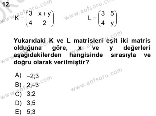 Matematiksel İktisat Dersi 2021 - 2022 Yılı Yaz Okulu Sınavı 12. Soru