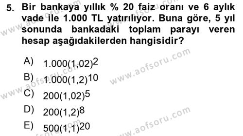 Matematiksel İktisat Dersi 2021 - 2022 Yılı Yaz Okulu Sınavı 5. Soru