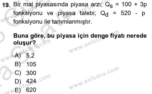 Matematiksel İktisat Dersi 2022 - 2023 Yılı (Vize) Ara Sınavı 19. Soru