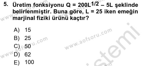 Matematiksel İktisat Dersi 2022 - 2023 Yılı (Vize) Ara Sınavı 5. Soru