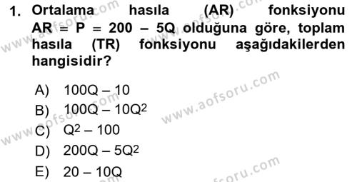 Matematiksel İktisat Dersi 2022 - 2023 Yılı (Final) Dönem Sonu Sınavı 1. Soru