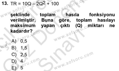 Matematiksel İktisat Dersi 2022 - 2023 Yılı (Final) Dönem Sonu Sınavı 13. Soru