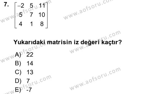 Matematiksel İktisat Dersi 2022 - 2023 Yılı (Final) Dönem Sonu Sınavı 7. Soru