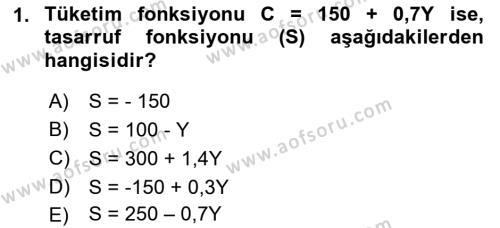 Matematiksel İktisat Dersi 2022 - 2023 Yılı Yaz Okulu Sınavı 1. Soru