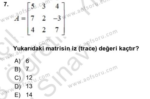 Matematiksel İktisat Dersi 2022 - 2023 Yılı Yaz Okulu Sınavı 7. Soru