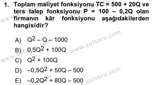 Matematiksel İktisat Dersi 2023 - 2024 Yılı (Final) Dönem Sonu Sınavı 1. Soru