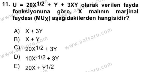 Matematiksel İktisat Dersi 2023 - 2024 Yılı (Final) Dönem Sonu Sınavı 11. Soru