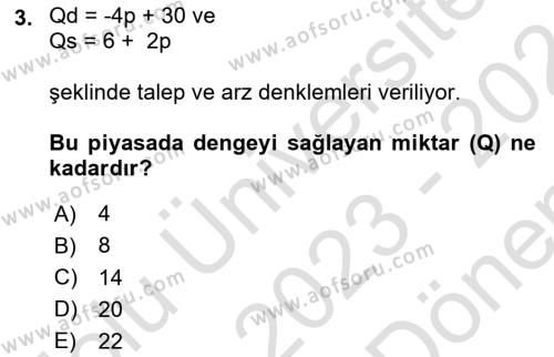 Matematiksel İktisat Dersi 2023 - 2024 Yılı (Final) Dönem Sonu Sınavı 3. Soru