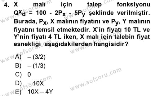 Matematiksel İktisat Dersi 2023 - 2024 Yılı (Final) Dönem Sonu Sınavı 4. Soru