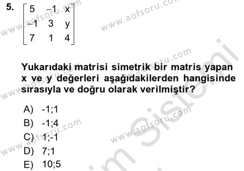 Matematiksel İktisat Dersi 2023 - 2024 Yılı (Final) Dönem Sonu Sınavı 5. Soru