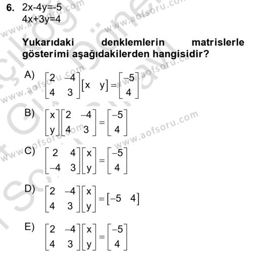 Matematiksel İktisat Dersi 2023 - 2024 Yılı (Final) Dönem Sonu Sınavı 6. Soru