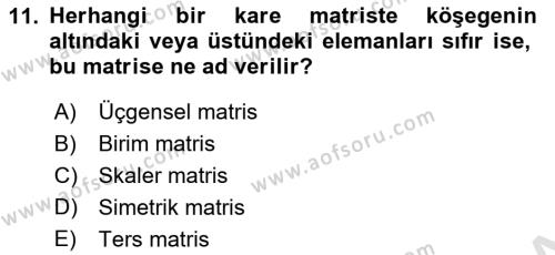 Matematiksel İktisat Dersi 2023 - 2024 Yılı Yaz Okulu Sınavı 11. Soru