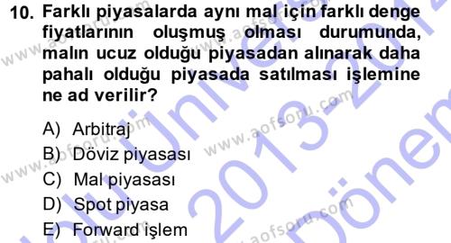 Para Teorisi Dersi 2013 - 2014 Yılı (Final) Dönem Sonu Sınavı 10. Soru