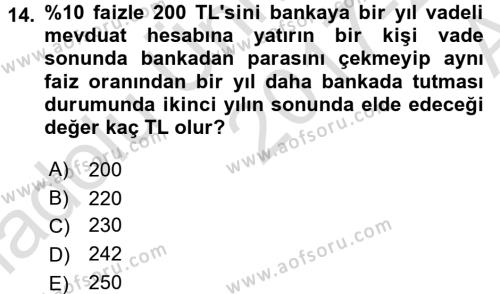 Para Teorisi Dersi 2017 - 2018 Yılı (Vize) Ara Sınavı 14. Soru