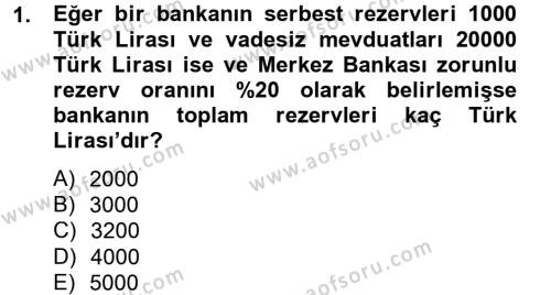 Para Politikası Dersi 2012 - 2013 Yılı (Final) Dönem Sonu Sınavı 1. Soru
