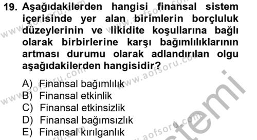 Para Politikası Dersi 2012 - 2013 Yılı (Final) Dönem Sonu Sınavı 19. Soru