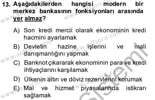 Para Politikası Dersi 2013 - 2014 Yılı (Vize) Ara Sınavı 13. Soru