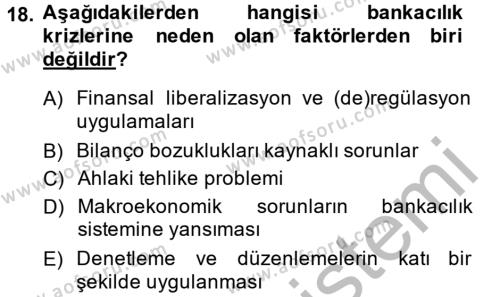 Para Politikası Dersi 2013 - 2014 Yılı (Final) Dönem Sonu Sınavı 18. Soru
