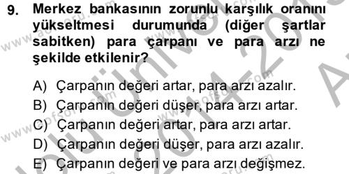 Para Politikası Dersi 2014 - 2015 Yılı (Vize) Ara Sınavı 9. Soru