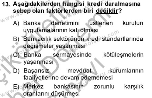 Para Politikası Dersi 2014 - 2015 Yılı (Final) Dönem Sonu Sınavı 13. Soru