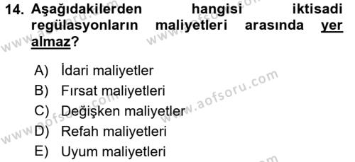 Kamu Ekonomisi 1 Dersi 2017 - 2018 Yılı (Vize) Ara Sınavı 14. Soru